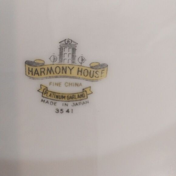 Vintage Harmony House Platinum Garland 11" Oval Serving Bowl Dish Fine China - Picture 5 of 6